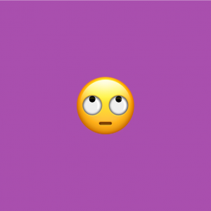 purple background with face with rolling eyes emoji on it