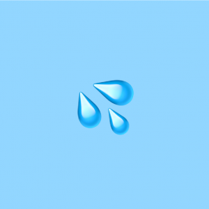 light blue background with sweat droplets emoji on it