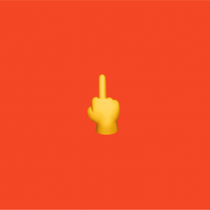 orange background with middle finger emoji on it
