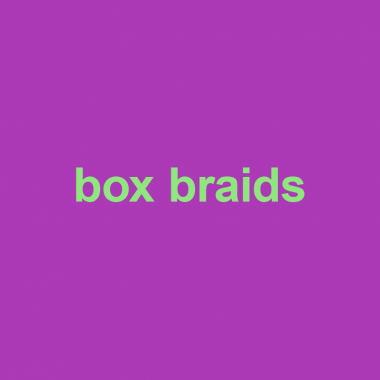 purple background with words box braids on it