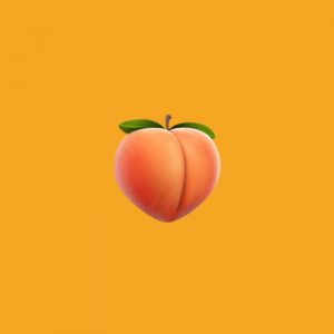 orange background with peach emoji on it