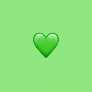 light green background with darker green heart emoji