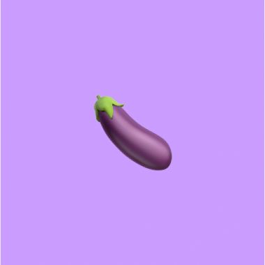eggplant emoji on light purple background