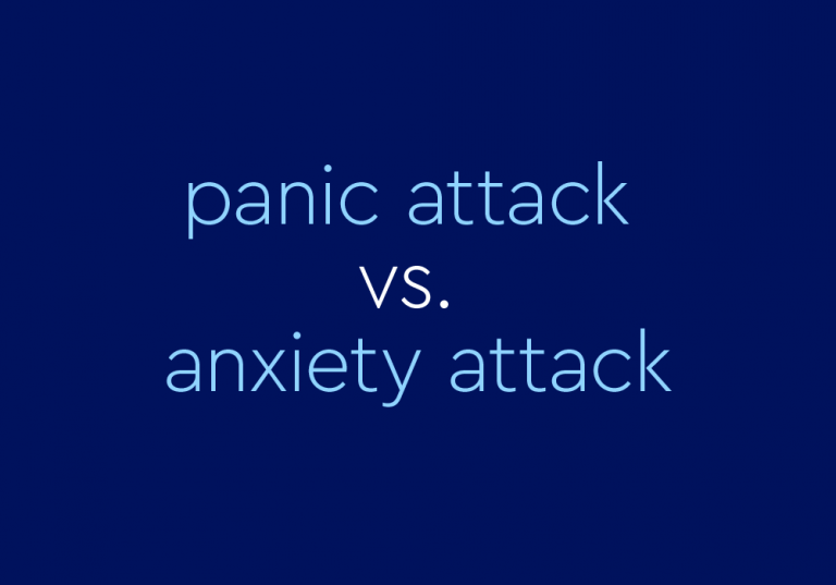 text on blue background: "panic attack vs. anxiety attack"