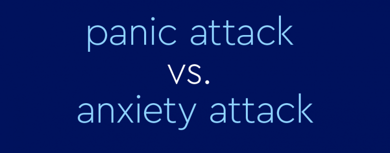 text on blue background: "panic attack vs. anxiety attack"