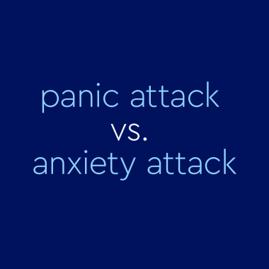 text on blue background: "panic attack vs. anxiety attack"