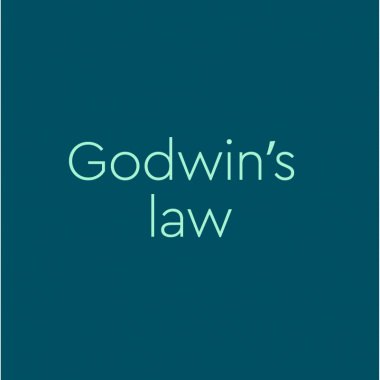 greenish-blue background with words Godwin's law on it