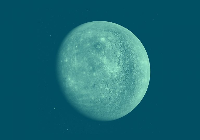 close-up of the surface of planet Mercury in retrograde