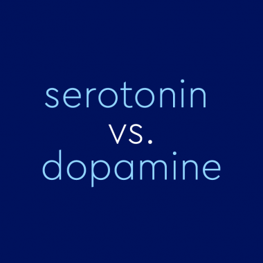dark blue background with light blue text, dopamine vs serotonin