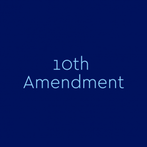 light blue text on dark blue background "10th amendment"