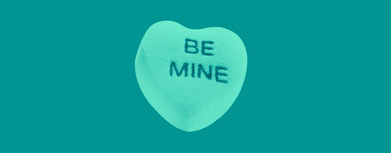 Illustration of heart that says Be Mine