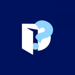 white Dictionary.com Logo with light blue Question mark popping out on the right, on dark blue background