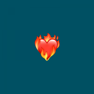 heart on fire emoji on dark teal background
