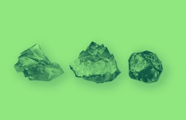 3 gemstones, green filter.