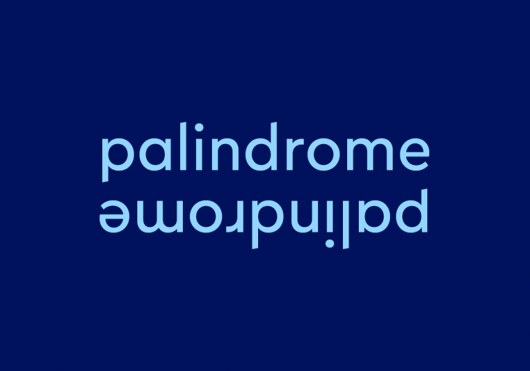 text: "palindrome" (with "palindrome" also written underneath, upside down)