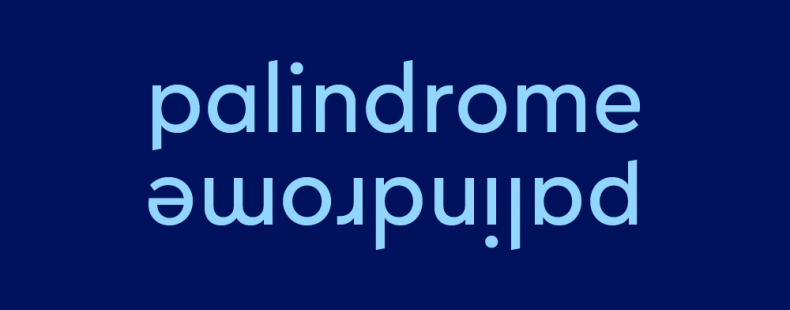 text: "palindrome" (with "palindrome" also written underneath, upside down)
