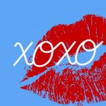 illustration of a lipstick kiss with the letters x o x o