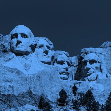 Mount Rushmore, blue filter