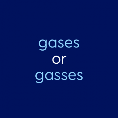 text in light blue font on dark blue background: gases or gasses