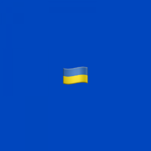 Ukrainian flag on bright blue background