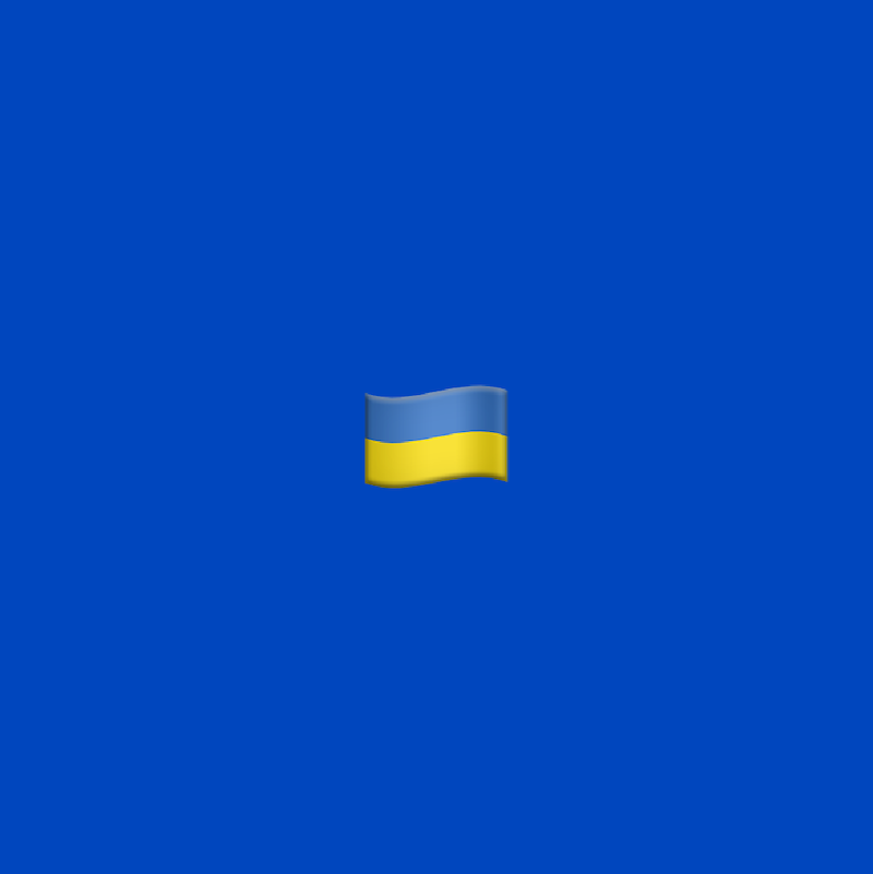 Ukrainian flag on bright blue background