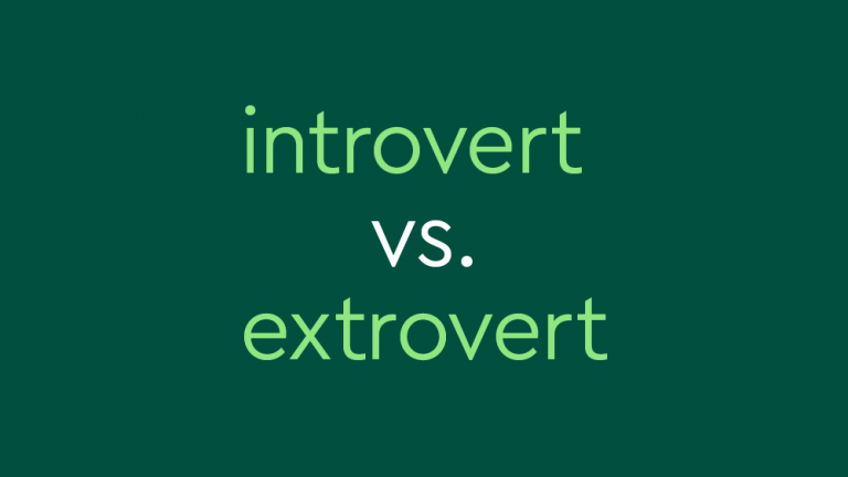 Dark green background with light green text: "introvert vs. extrovert"