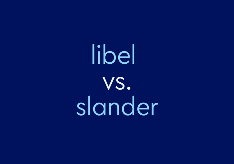 dark blue background, light blue text libel vs. slander