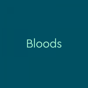light teal text on dark teal background: "Bloods" or "Bloods gang"