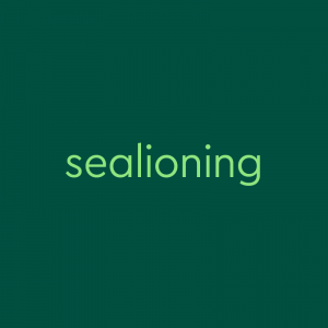 light green text on dark green background: "sealioning"