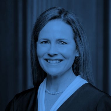 blue filtered image of Justice Amy Coney Barrett
