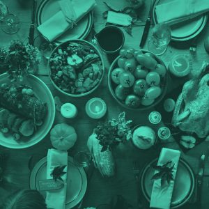 filtered image of table full of food
