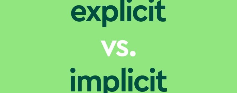 dark green text "explicit vs. implicit" on light green background