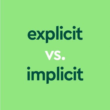 dark green text "explicit vs. implicit" on light green background