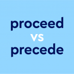 dark blue text "proceed vs precede" on light blue background