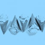 ince cream cones in a row, blue filter.