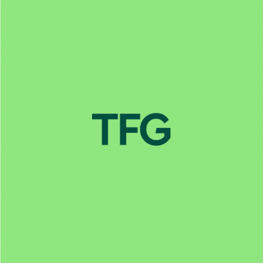 dark green text TFG on light green background