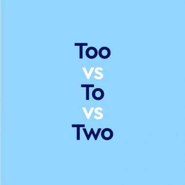 dark blue text "too vs to vs two" on light blue background