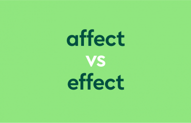 dark green text "affect vs effect" on light green background