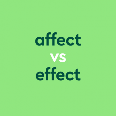 dark green text "affect vs effect" on light green background