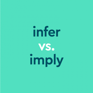 infer vs. imply, dark teal text on light teal background.