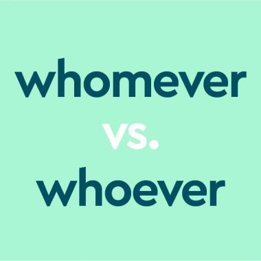 dark aqua text "whomever vs whoever" on light aqua background