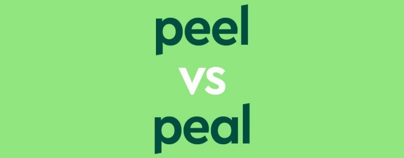 dark green text "peel vs peal" on light green background