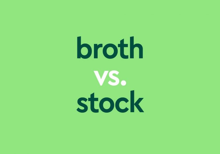 dark green text "broth vs stock" on light green background