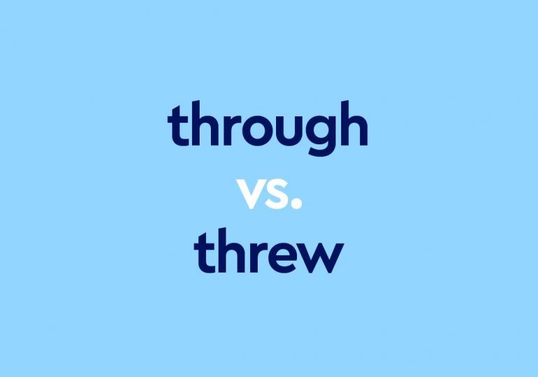 dark blue text "through vs threw" on light blue background