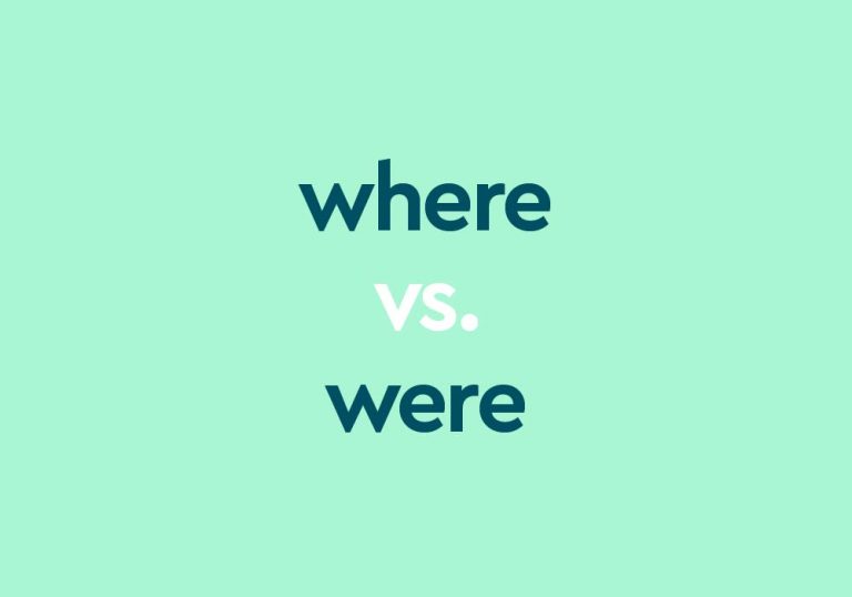 dark aqua text "where vs were" on light aqua background