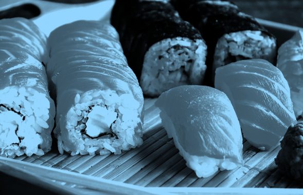 filtered image of sushi rolls