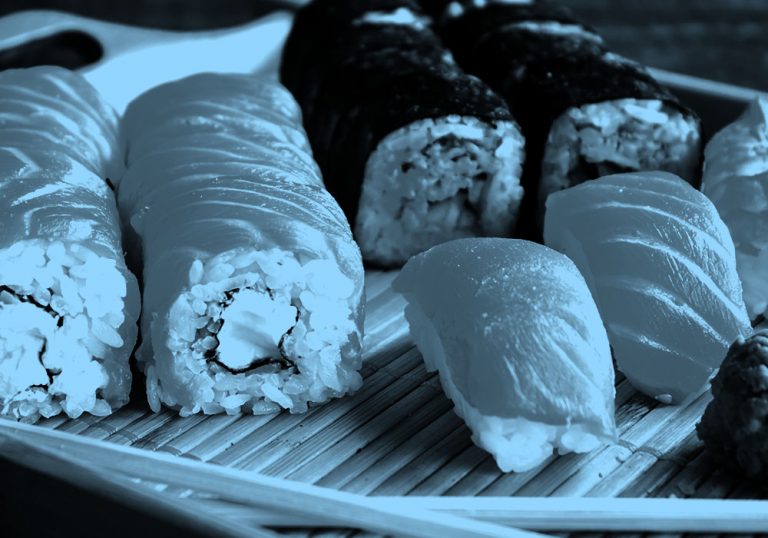 filtered image of sushi rolls