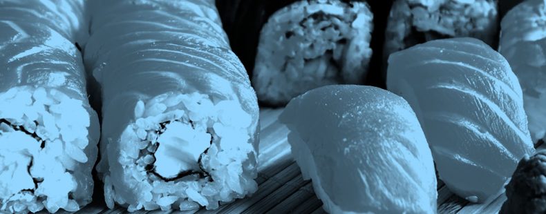 filtered image of sushi rolls