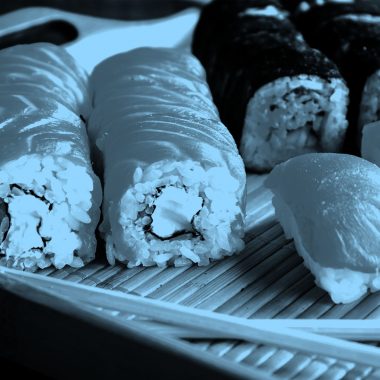 filtered image of sushi rolls