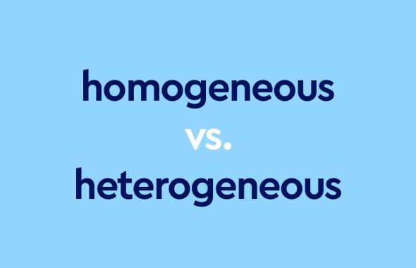 dark blue text "homogeneous vs heterogeneous" on light blue background